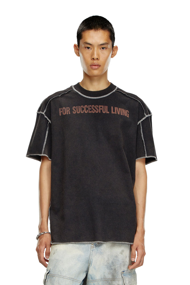 T-Shirt With Inside-Out Effect-- Cashmere Blend Cotton Blend Poly Blend