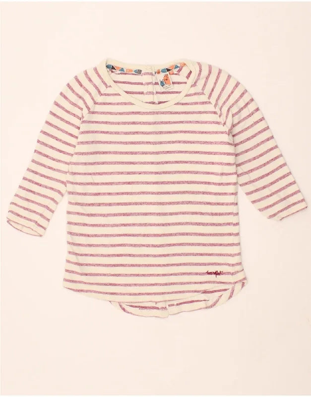 WEIRD FISH Womens 3/4 Sleeve Blouse Top UK 10 Small Pink Striped Cotton Satin Bow Blouse WEIRD FISH Womens 3/4 Sleeve Blouse Top UK 10 Small Pink Striped Cotton Satin Bow Blouse