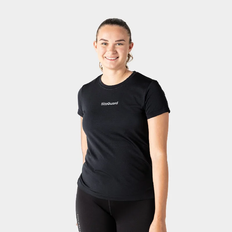 RE-LIITE T-SHIRT (WOMEN) - BLACK-- Chenille Blend Fleece Blend Nylon Blend