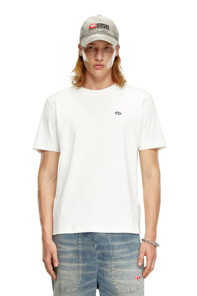 T-shirt with Oval D patch-- Zippered Front Buttoned Front Snap Front