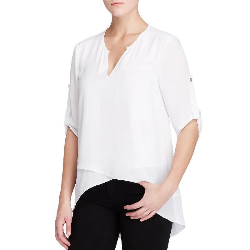 Womens Sheer V-Neck Blouse Office-Ready Blouse