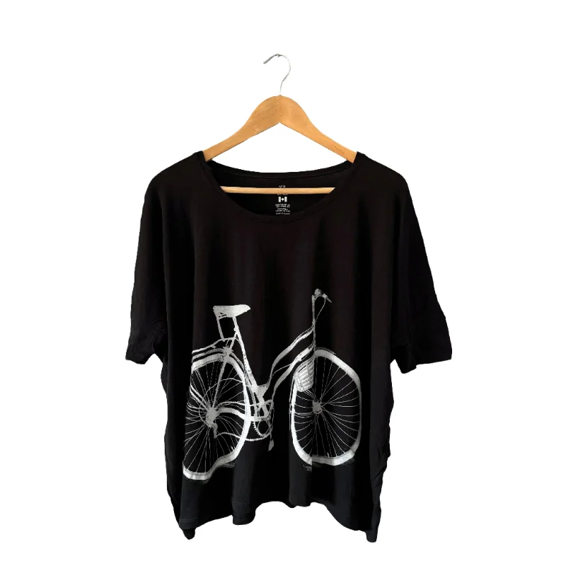 Roots / Pima cotton 100% T-shirt - Bicycle / Women M-- Asymmetrical Pockets Print