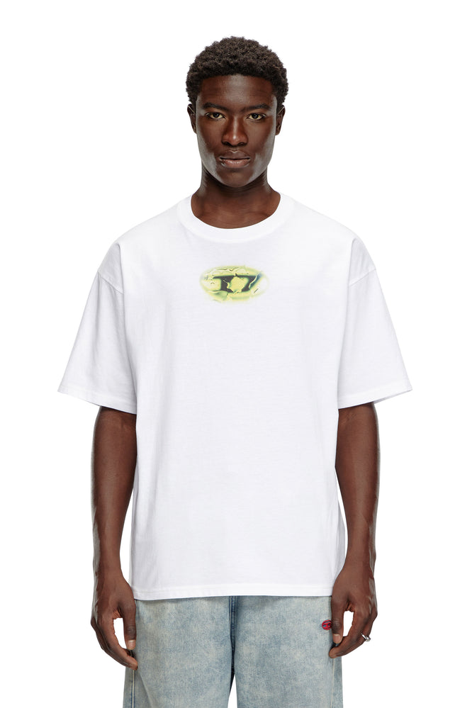 T-shirt with glowing-effect logo-- Real Fur Shearling Chenille