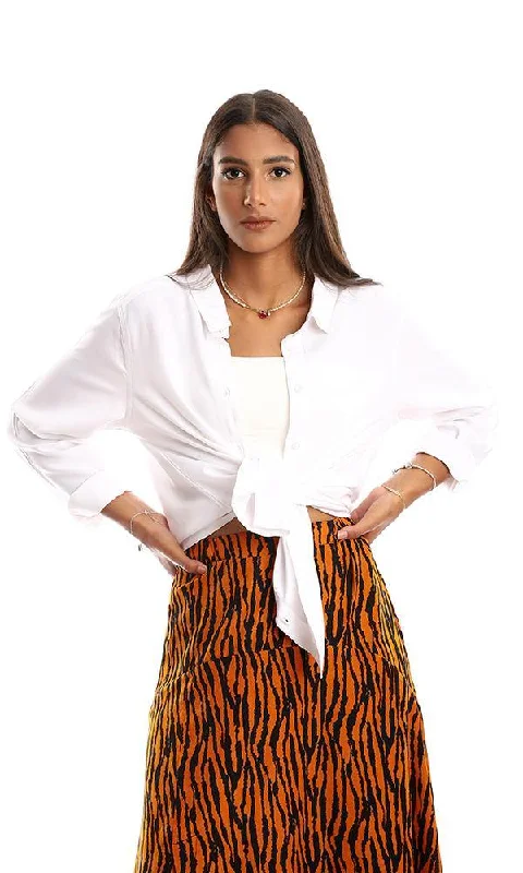 94839 Long Sleeves Off-White Basic Long Shirt-- Satin Blend Silk Blend Wool Blend