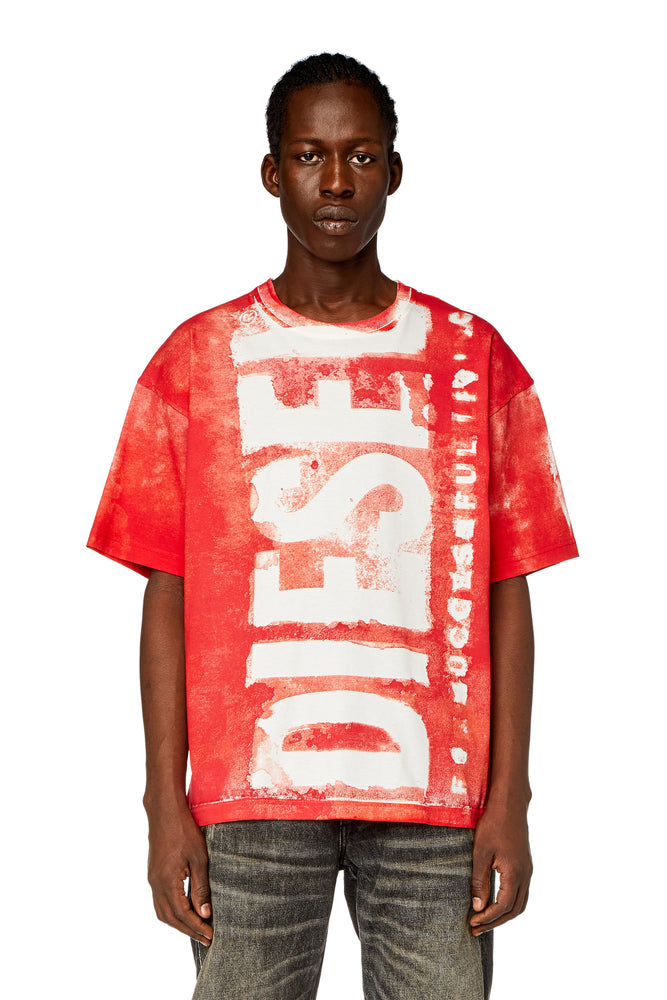 T-shirt with maxi bleeding logos-- Beaded Sequined Faux Fur