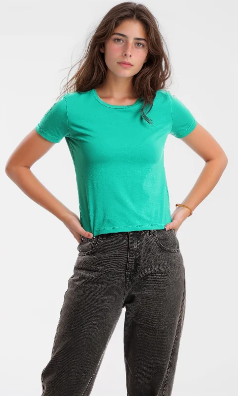 97321 Solid Basic Slip On Cotton T-Shirt - Green-- Spandex Blend Rayon Blend Denim Blend 97321 Solid Basic Slip On Cotton T-Shirt - Green-- Spandex Blend Rayon Blend Denim Blend