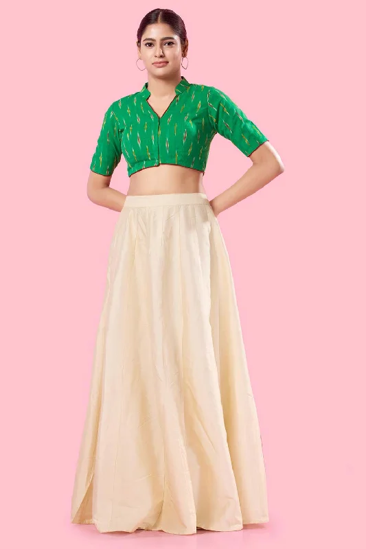 Green Cotton Front Open Elbow Sleeves Blouse Loose Oversized Blouse