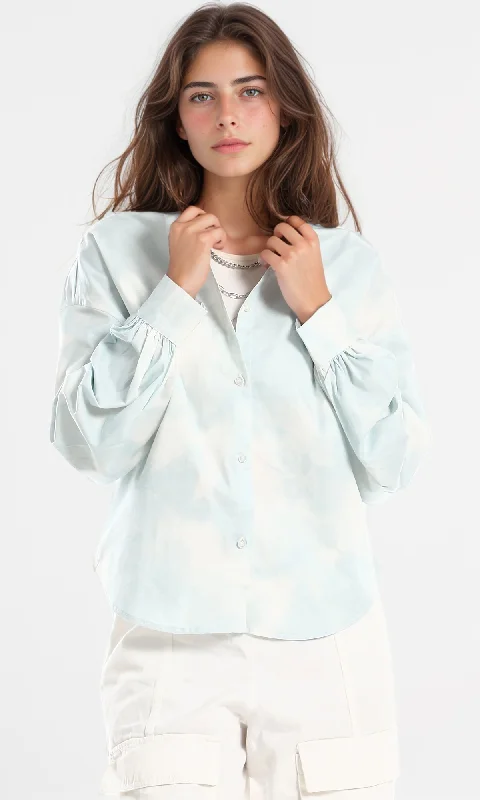 96773 Woman Short Sleeve Mint Green T-Shirt-- Spandex Blend Rayon Blend Denim Blend