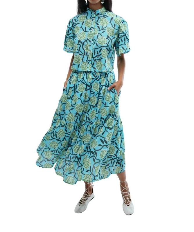 Daniela Crop Blouse In Amelia Oversized Silk Blouse