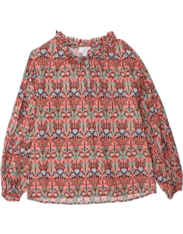 J. CREW Womens Long Sleeve Blouse Top UK 16 Large Pink Floral Cotton Collared Satin Blouse J. CREW Womens Long Sleeve Blouse Top UK 16 Large Pink Floral Cotton Collared Satin Blouse