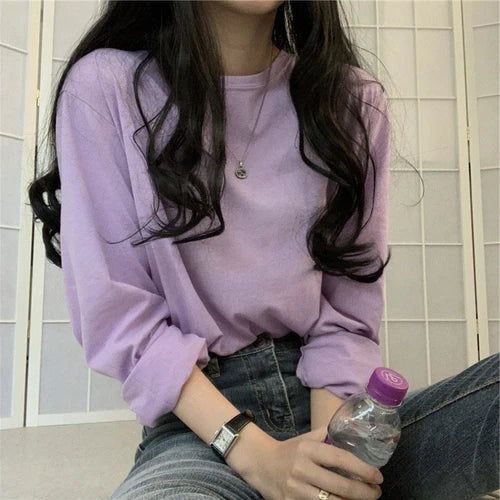 Women's Long Sleeve T-Shirts 385312 L-- Layered Multi-layer Single Layer