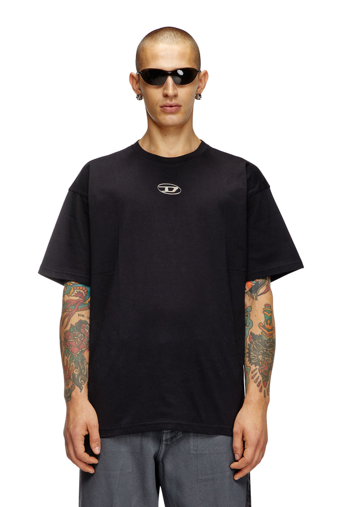Crew Neck T-Shirt With Oval D Logo-- Fleece Fabric Down Fabric Feather Fabric