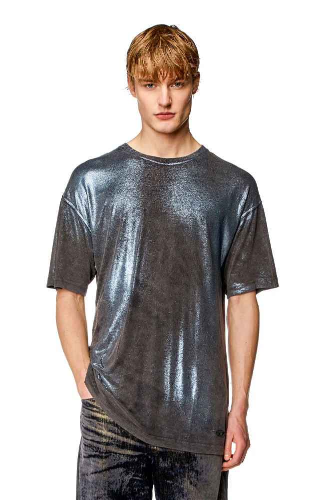 Faded metallic T-shirt-- Mesh Blend Leather Blend Suede Blend