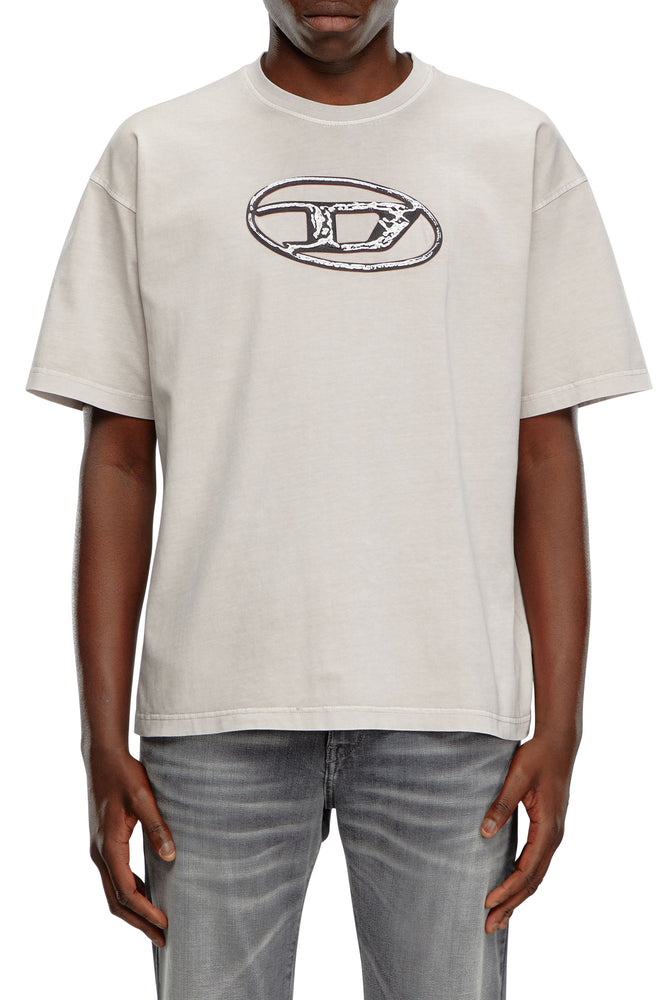 Faded T-shirt with Oval D print-- Handmade Hand-knitted Hand-woven