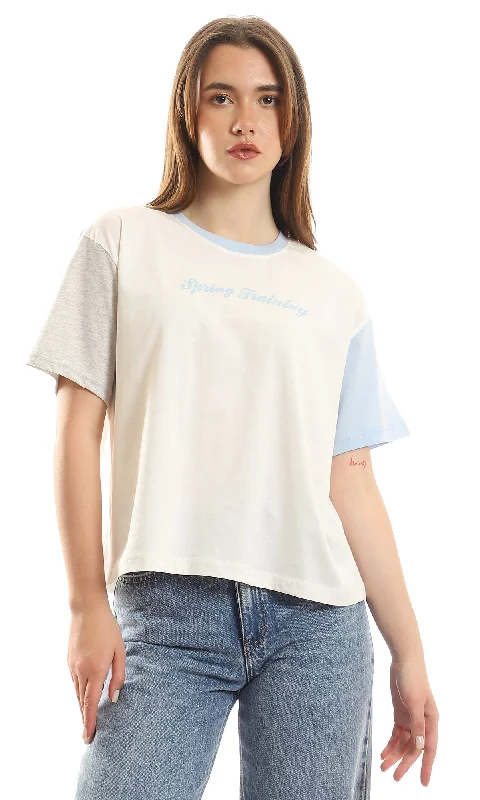 97240 Heather Grey & Baby Blue Short Sleeves Cotton White T-Shirt-- Anti-Shrink Durable Soft 97240 Heather Grey & Baby Blue Short Sleeves Cotton White T-Shirt-- Anti-Shrink Durable Soft