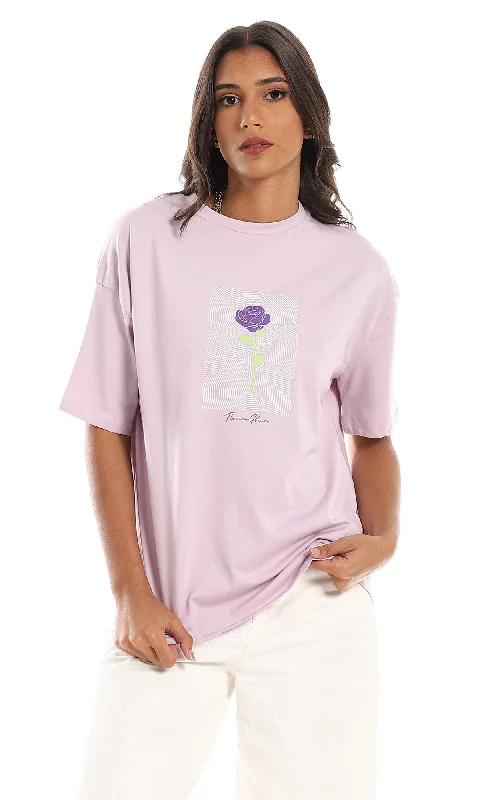 97773 Front Printed Floral Cotton T-Shirt - Lilac-- Cotton Fabric Linen Fabric Terry Fabric 97773 Front Printed Floral Cotton T-Shirt - Lilac-- Cotton Fabric Linen Fabric Terry Fabric