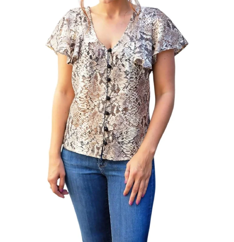 Printed Blouse In Snake Printed Smart Casual Blouse