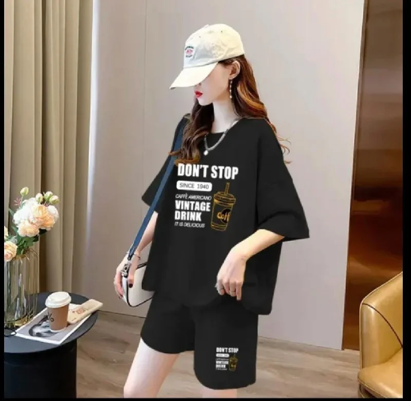 Women Short Sleeve T-shirt and Shorts Set  M 516150-- Fashionable Trendy Casual