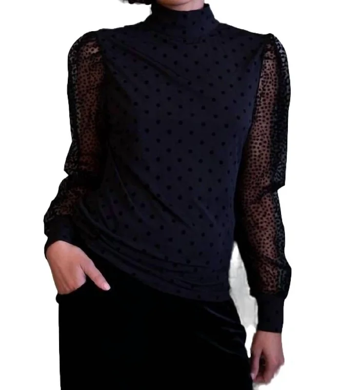 Polka Dot Blouse In Black Sleeveless Chiffon Blouse