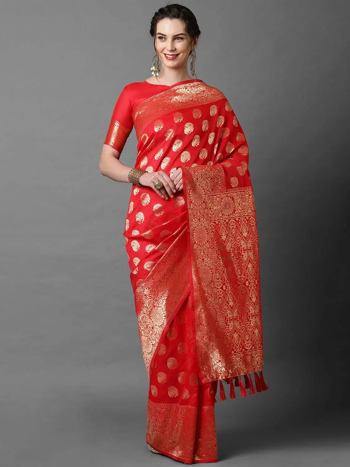 Graceful Sareemall Red Silk Blend Woven Design Saree With Unstitched Blouse Silky Tunic Blouse Graceful Sareemall Red Silk Blend Woven Design Saree With Unstitched Blouse Silky Tunic Blouse