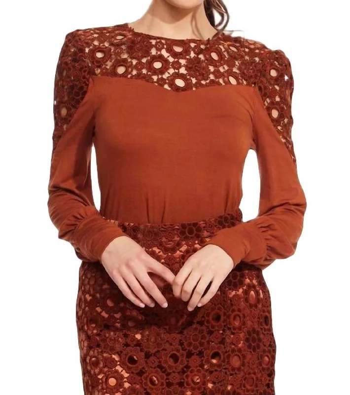 Cuvee Blouse In Sumatra Lace Stretchy Fitted Blouse