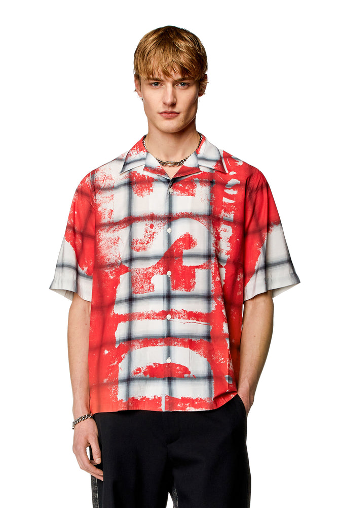 Check bowling shirt with fading logo-- Modern Contemporary Chic