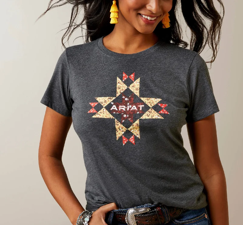 Ariat quilt logo teeshirt-- Beaded Sequined Faux Fur