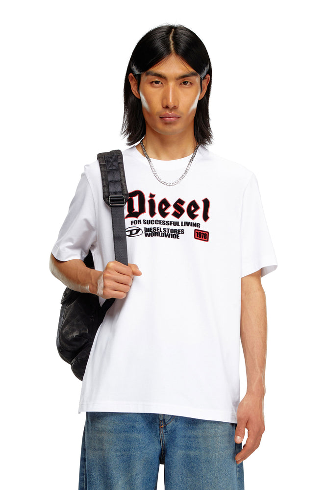 T-shirt with flocked Diesel print-- Thin T-Shirt Open Front Quick Dry