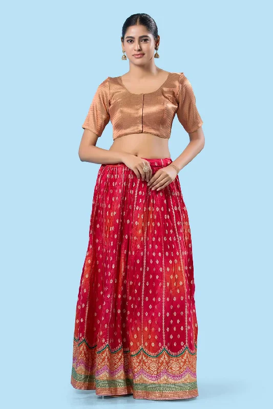 Rust Shimmer Front Open Elbow Sleeves Blouse Polished Work Blouse