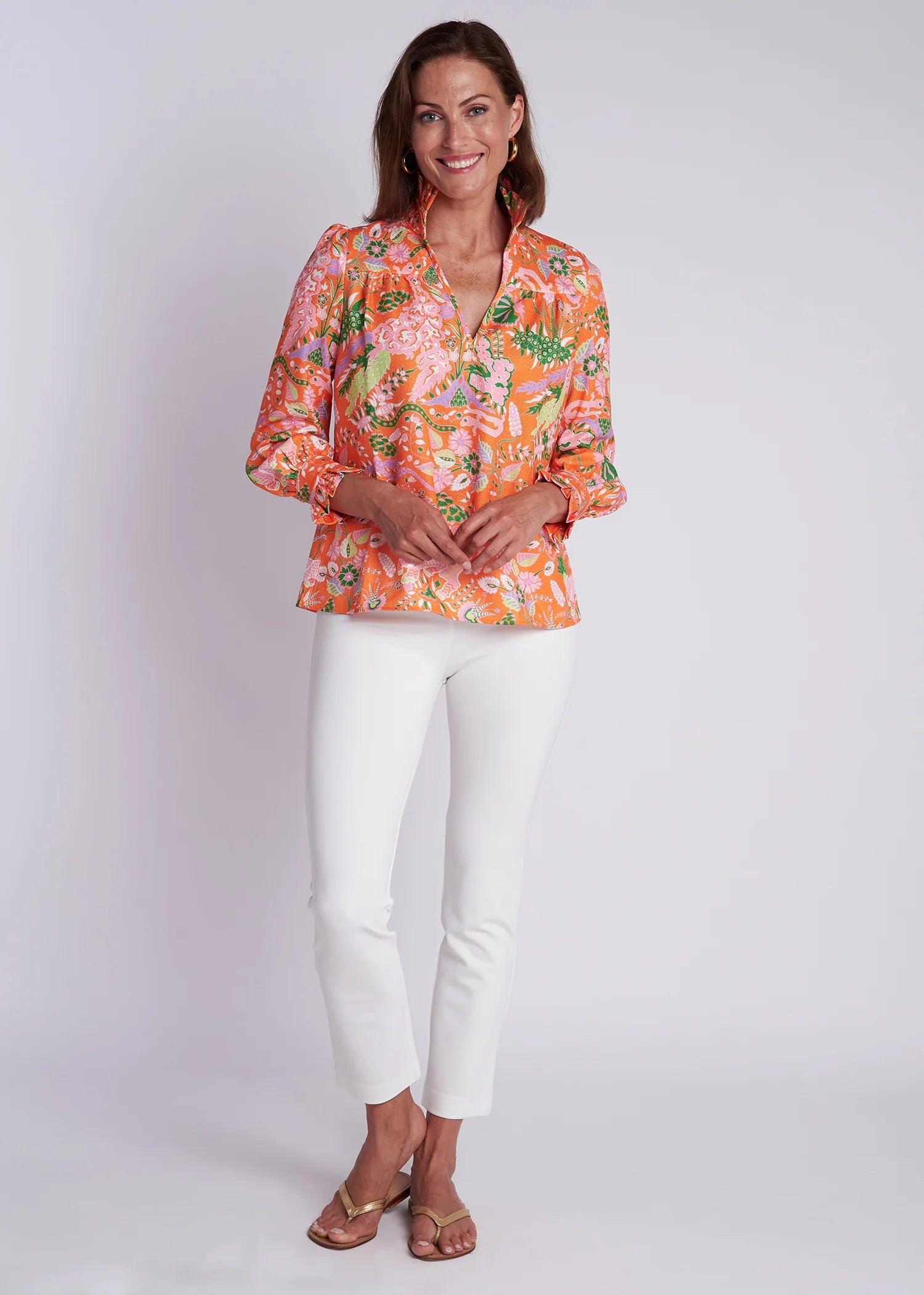 Eden Orange Long Sleeve Aspen Blouse Vintage Lace Blouse