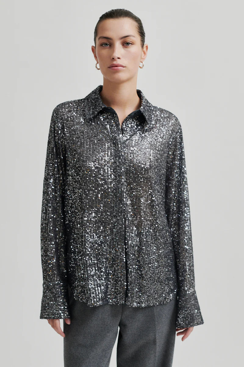 MOONSHINE slim shirt-- Lace Blend Ribbed Blend Corduroy Blend
