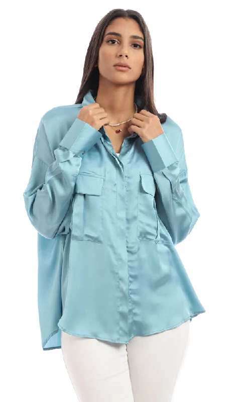 95303 Stain Full Sleeves Shirt With Chest Pockets - Dark Mint-- Collared Crew Neck Turtle Neck 95303 Stain Full Sleeves Shirt With Chest Pockets - Dark Mint-- Collared Crew Neck Turtle Neck