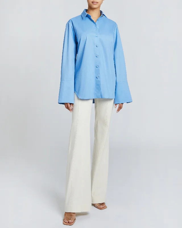 TRINA Button Down Shirt with Long Cuff Detail-- Anti-Shrink Durable Soft