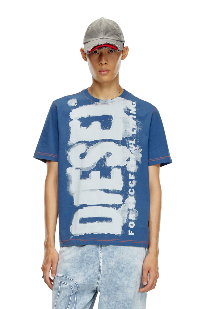 T-Shirt With Splotched Logo-- Anti-Pilling Machine Wash Handmade