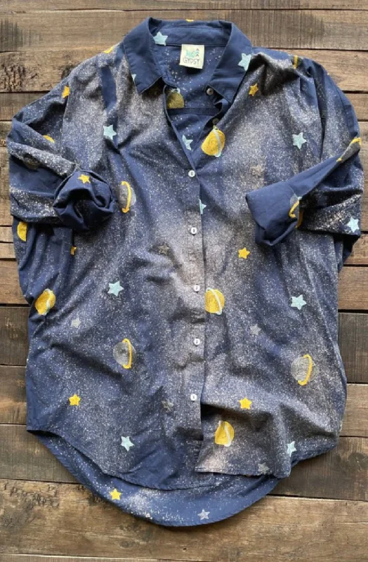 The Galaxy Shirt Stars at Night-- Collared Crew Neck Turtle Neck