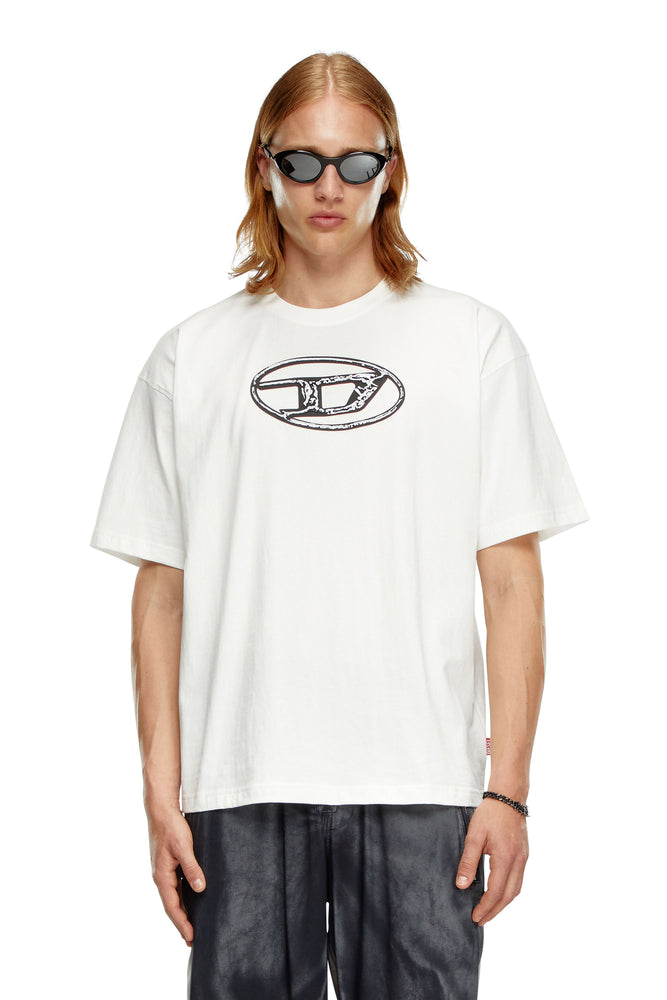 Faded T-shirt with Oval D print-- Graphic Embroidered Appliqued