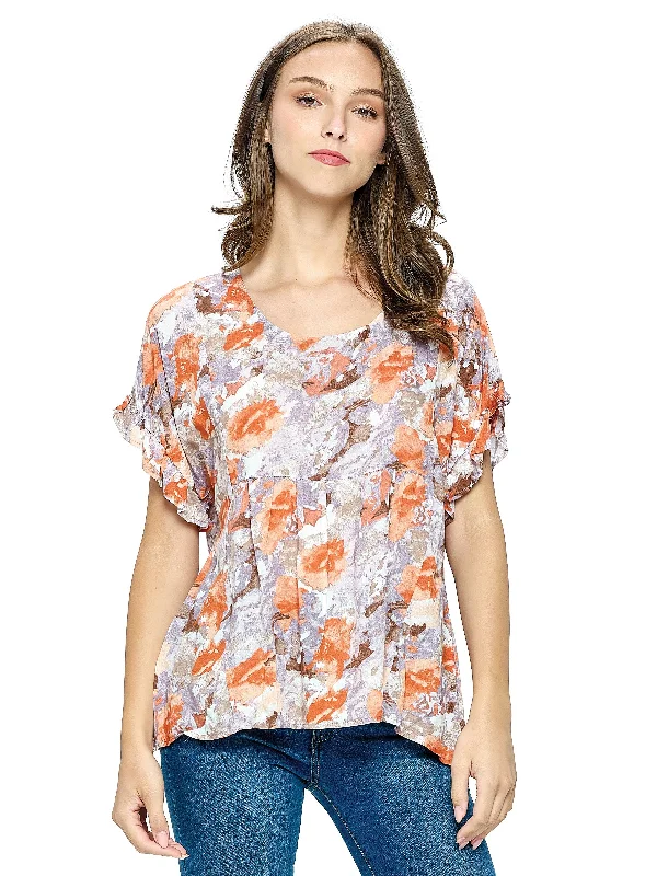 Floral Blouse Ruffled Peter Pan Blouse