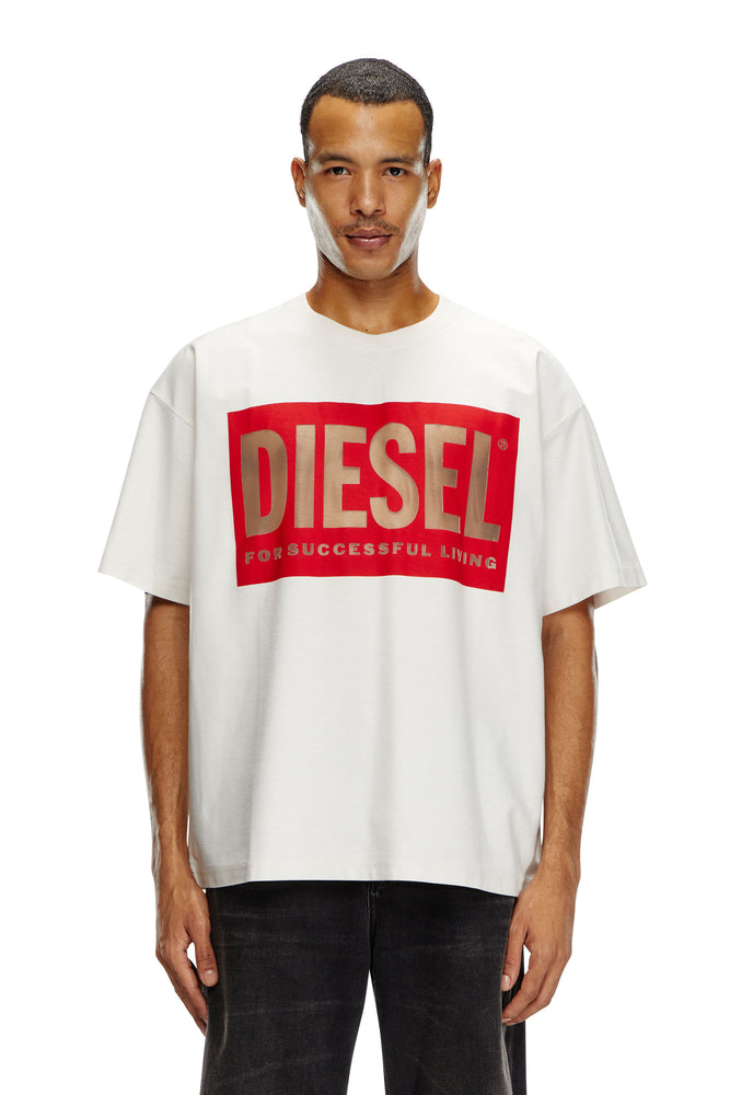 T-Shirt With Devoré Diesel Logo-- Sequined Glittery Shiny