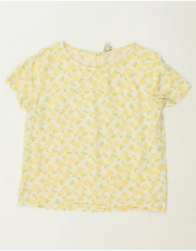 J. CREW Womens Abstract Pattern Blouse Top UK 14 Medium Yellow Linen Off-Shoulder Wrap Blouse J. CREW Womens Abstract Pattern Blouse Top UK 14 Medium Yellow Linen Off-Shoulder Wrap Blouse