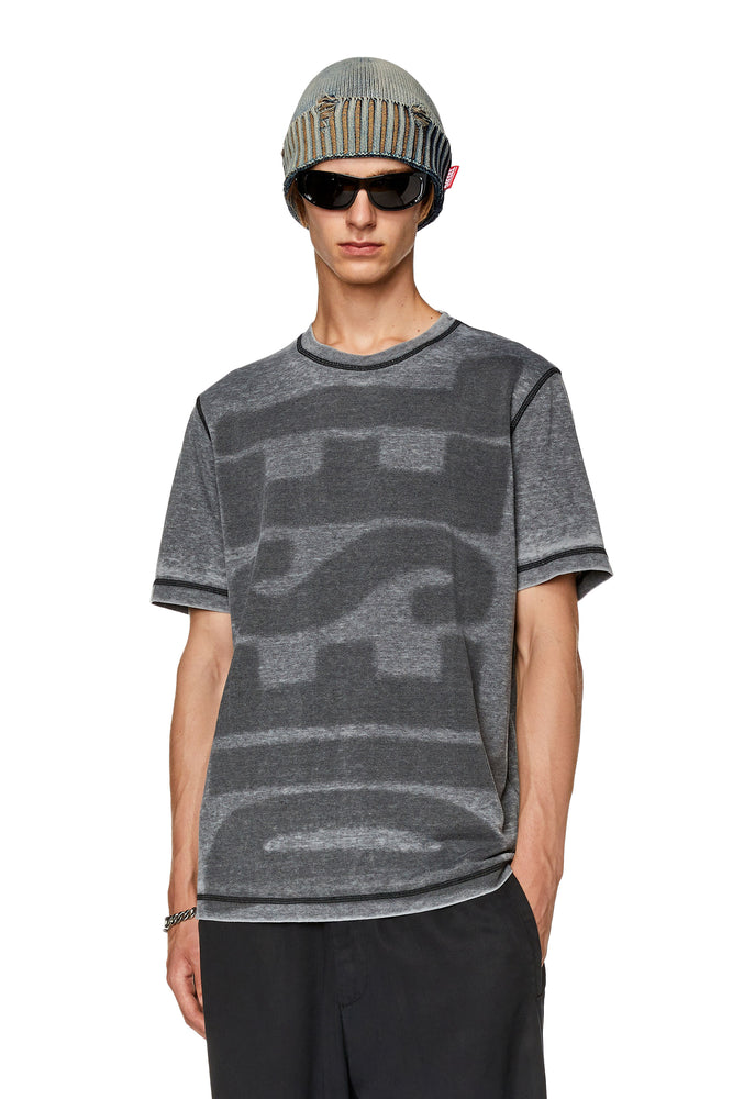 T-shirt with burn-out logo-- Silk Blend Satin Velvet