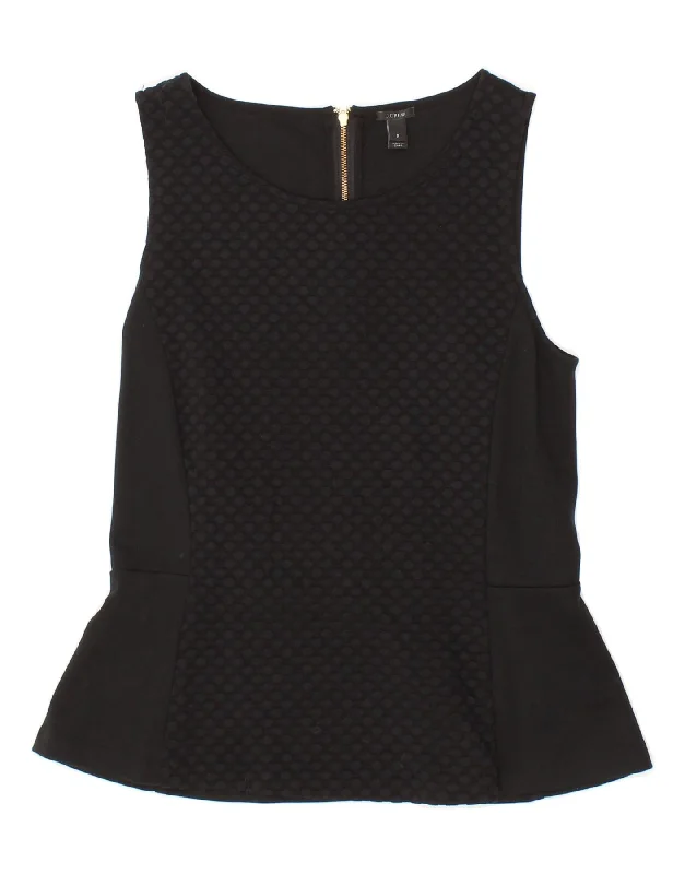 J. CREW Womens Sleeveless Blouse Top UK 8 Small Black Polka Dot Nylon Flowy Bohemian Blouse