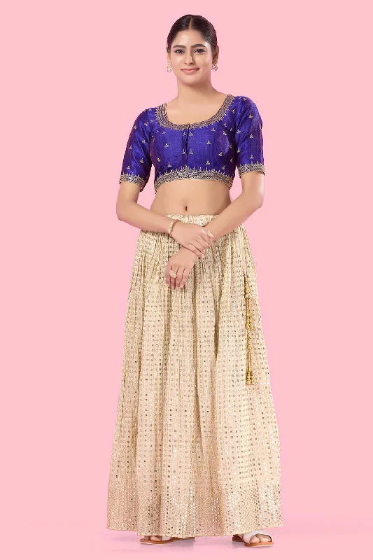 Brinjal Mulbury Silk Front Open Elbow Sleeves Blouse Satin Bow Blouse