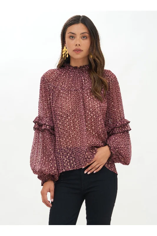Petal PInk with Gold Lurex Blouse Chic Square Blouse