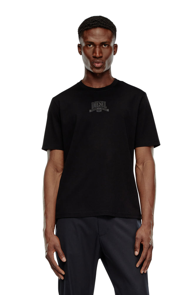 Interlock T-shirt with tonal Diesel print-- Asymmetrical Pockets Print