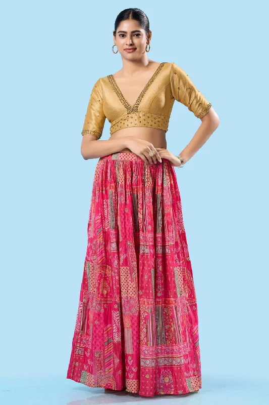 Gold Mulbury Silk Back Open Elbow Sleeves Blouse Versatile Layering Blouse
