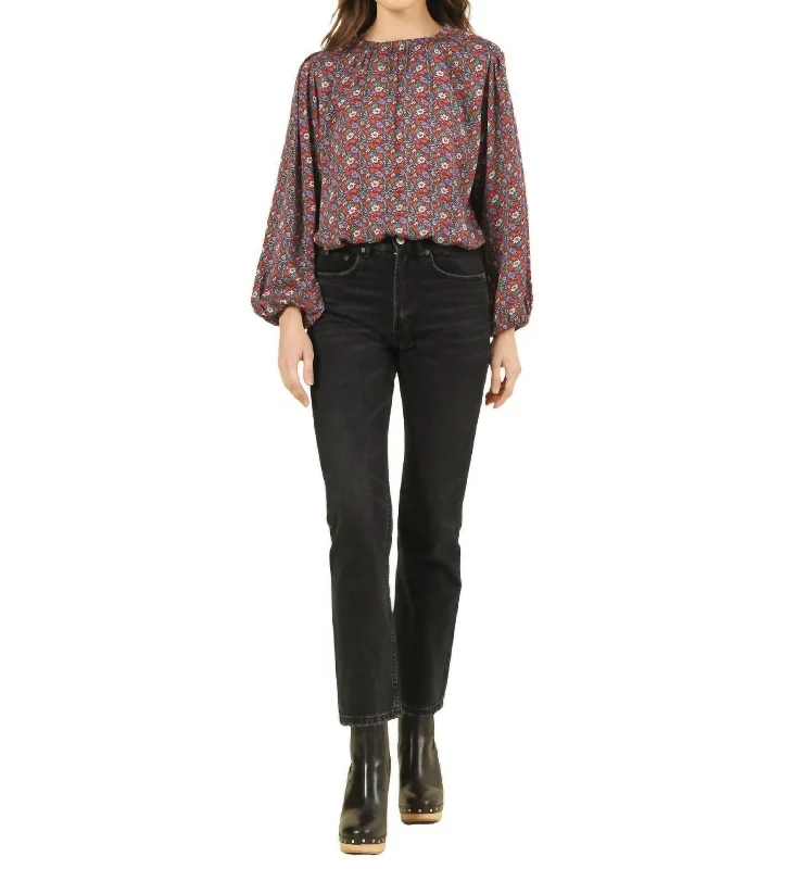 Ayla Blouse In Laila Chili Chic Wrap Blouse