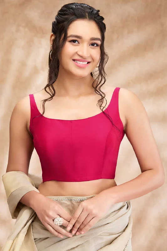 Rani Taffeta Solid Sleeveless Blouse Side Tie Blouse
