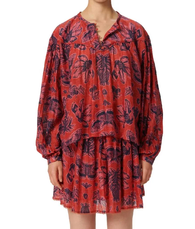 Iris Flower Blouse In Crafty Flower Red Everyday Stylish Blouse
