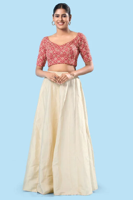 Pink Silk Back Open Elbow Sleeves Blouse Sleeveless Chiffon Blouse