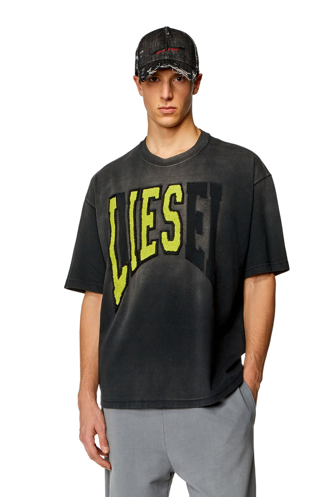 Oversized T-shirt with Diesel Lies logo-- Hooded Caped Shawl Collar